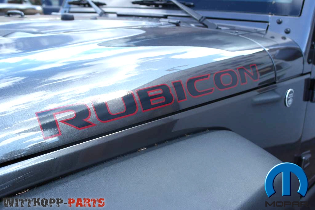 Schriftzug Motorhaube Rubicon schwarz-rot in 10th Anniversary Design Original - Mopar OEM